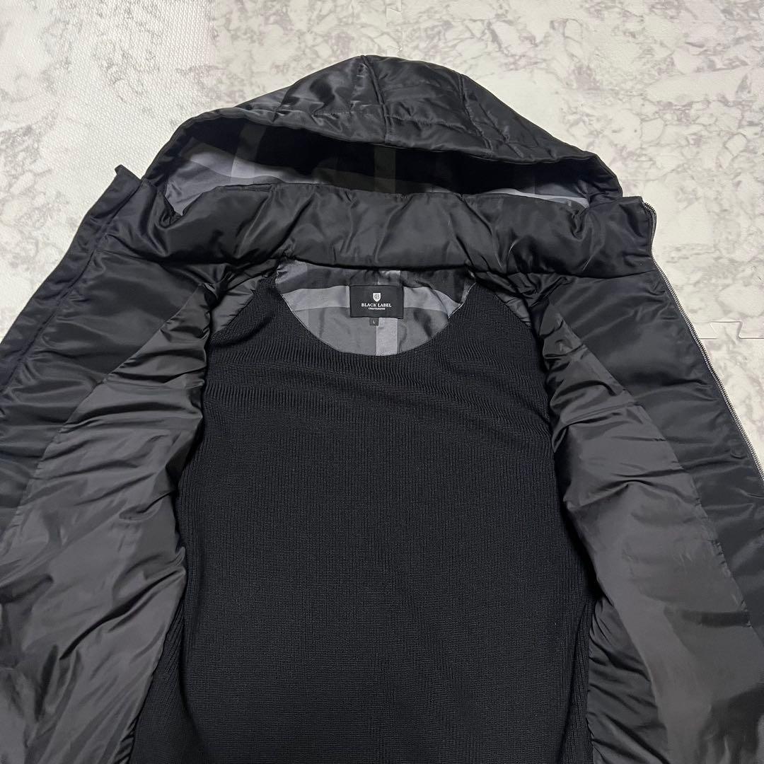 美品ブラックレーベルクレストブリッジ 切り替え ダウンパーカー ニット 黒L