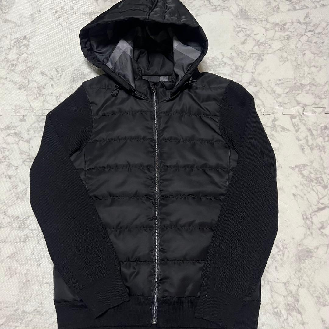 美品ブラックレーベルクレストブリッジ 切り替え ダウンパーカー ニット 黒L