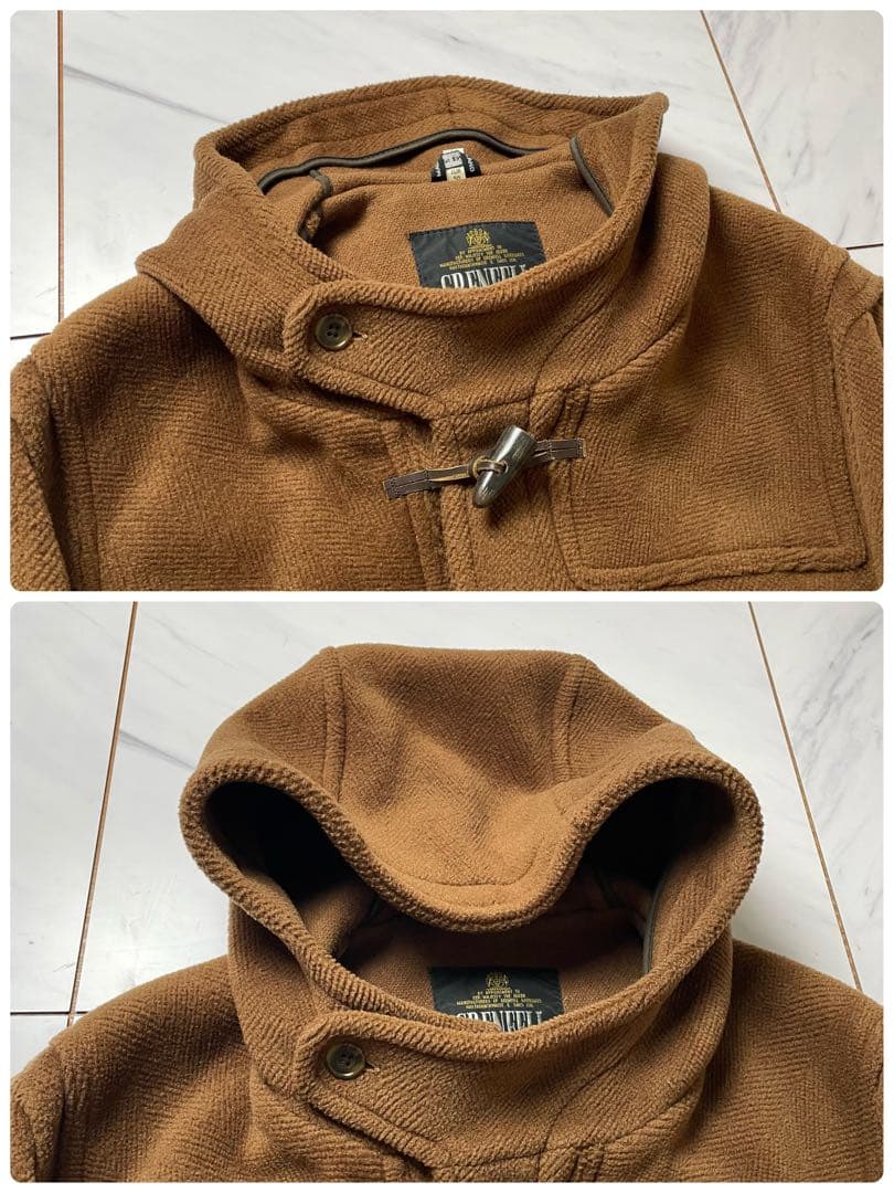 希少 黒タグ グレンフェル ダッフルコート ヴィンテージ ヘリンボーン 茶 40