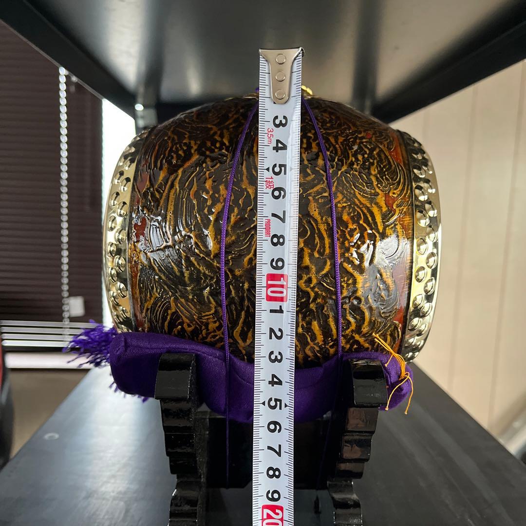 軍扇・陣笠・陣太鼓付三品セット 台付き 端午の節句飾り・五月人形・