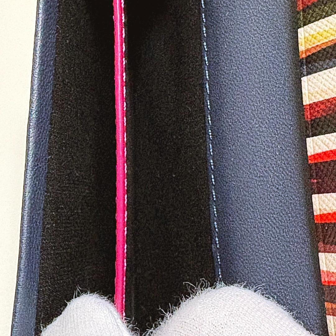 Paul Smith ポールスミス レザー 名刺入れ ストライプ ネイビー