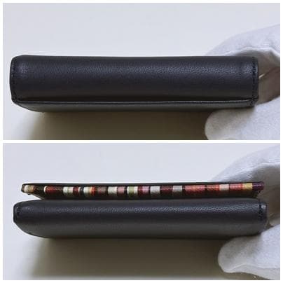 Paul Smith ポールスミス レザー 名刺入れ ストライプ ネイビー