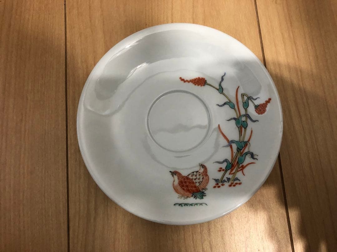 十四代柿右衛門　珈琲碗　コーヒーカップ　錦　粟鶉文