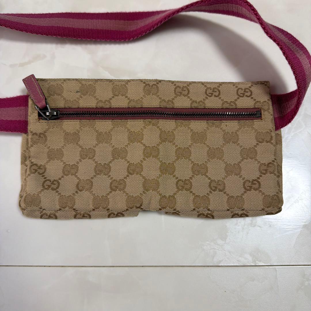 希少‼️ GUCCI キャンバスレザー2WAYボディバッグ　斜め掛けウエストポーチ