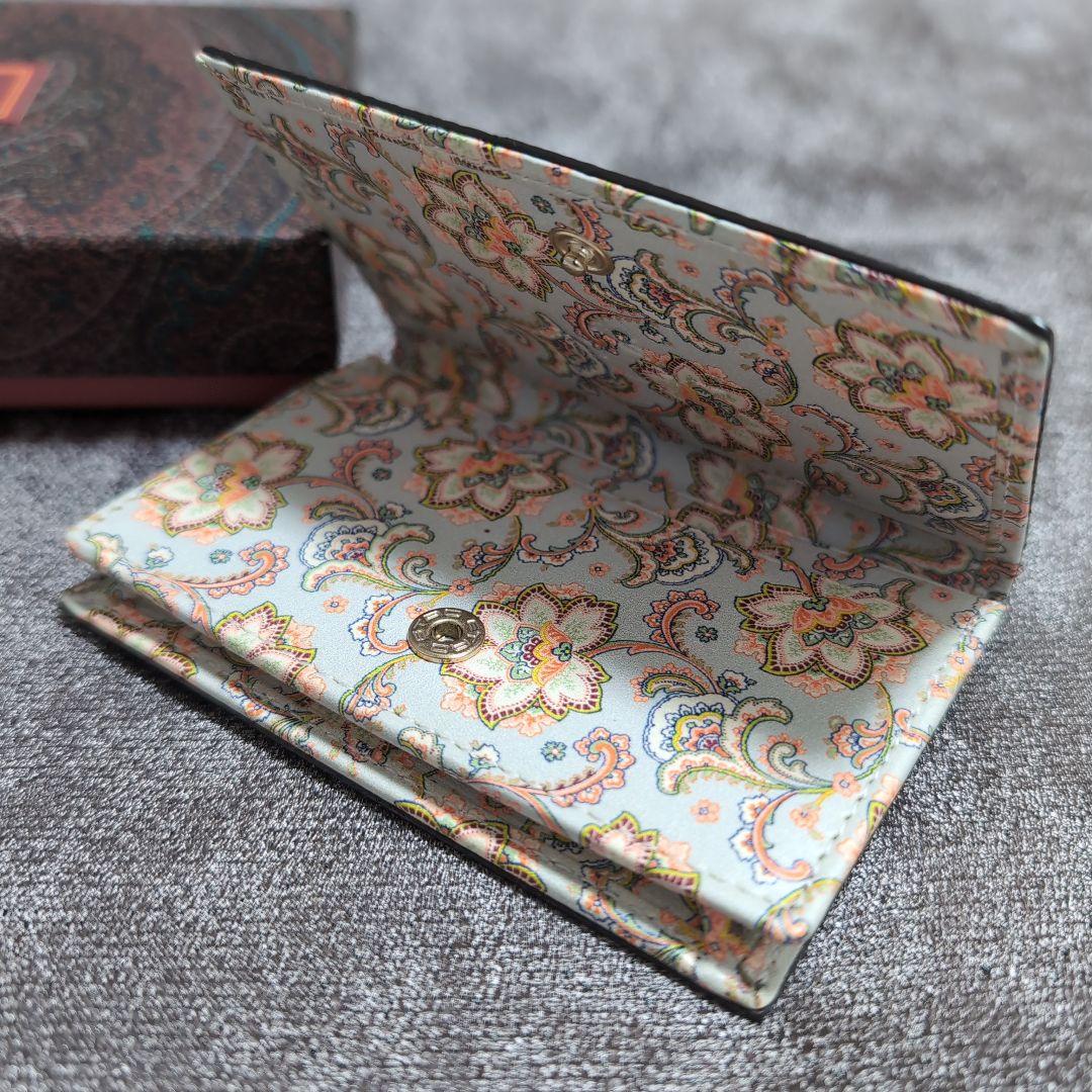 *ETRO*エトロ カードケース 名刺入れ ペイズリー グレー 水色 箱あり
