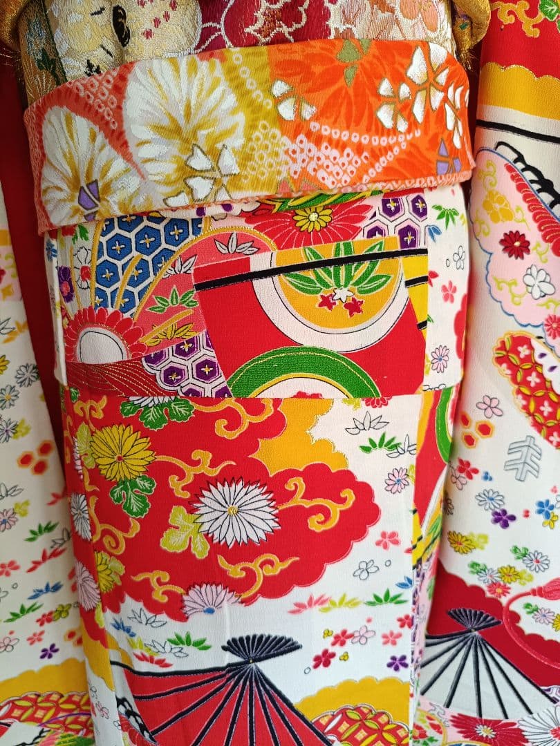 専用☆アンティークカラフル着物に作り帯セット☆七五三　７歳　女の子