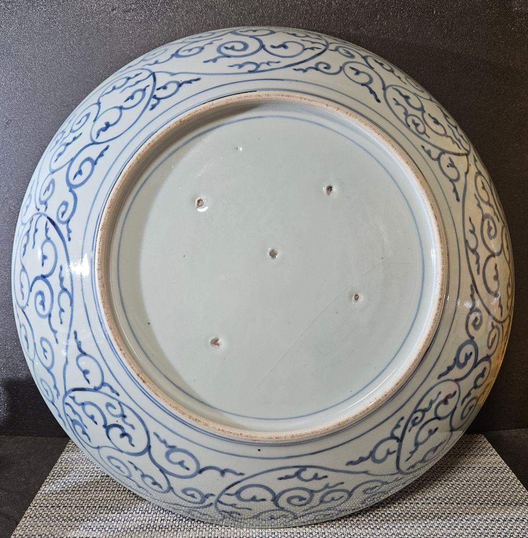 【珍品図変わり❗️】明治時代　古伊万里　錦手　金彩色絵　七福神図　唐草文様　大皿