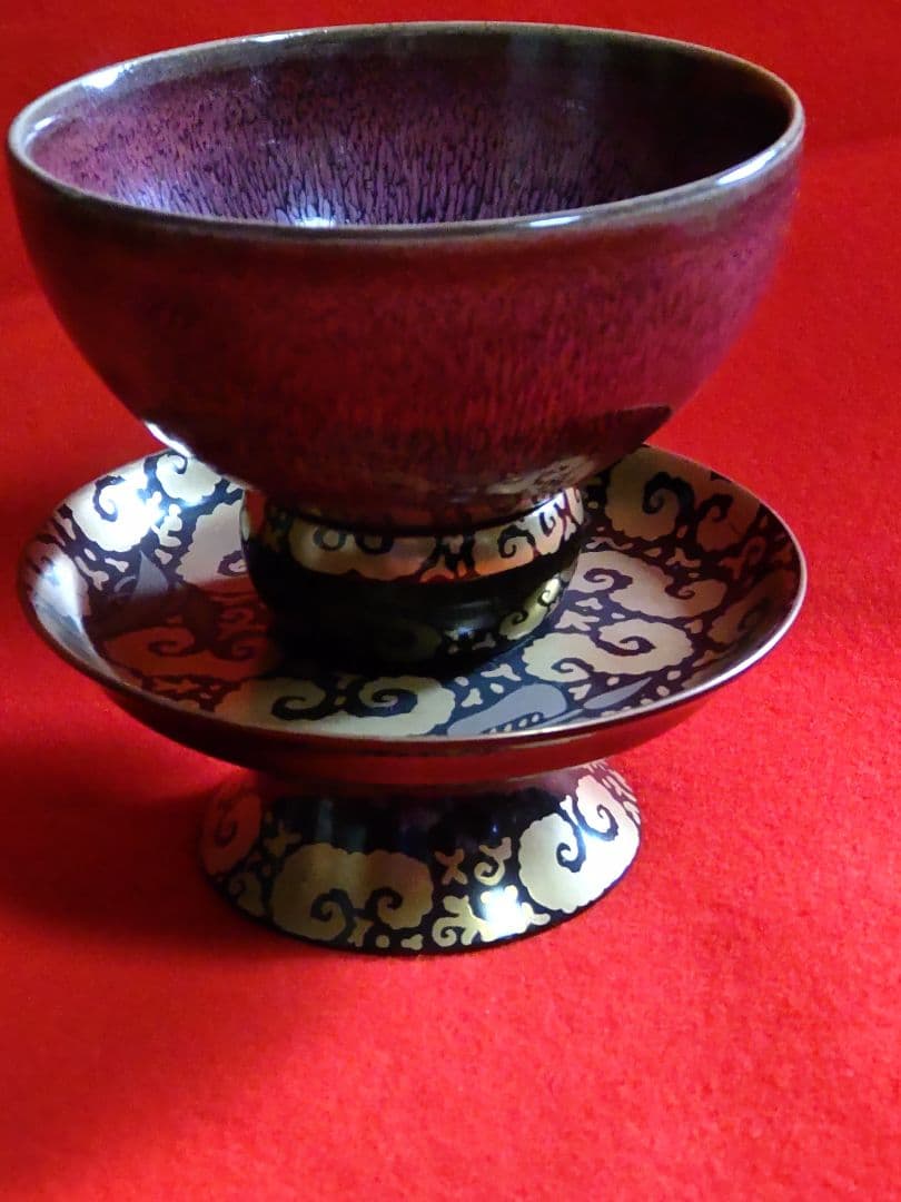 南宋鈞窯澱青釉紫紅窯変兎毫盞