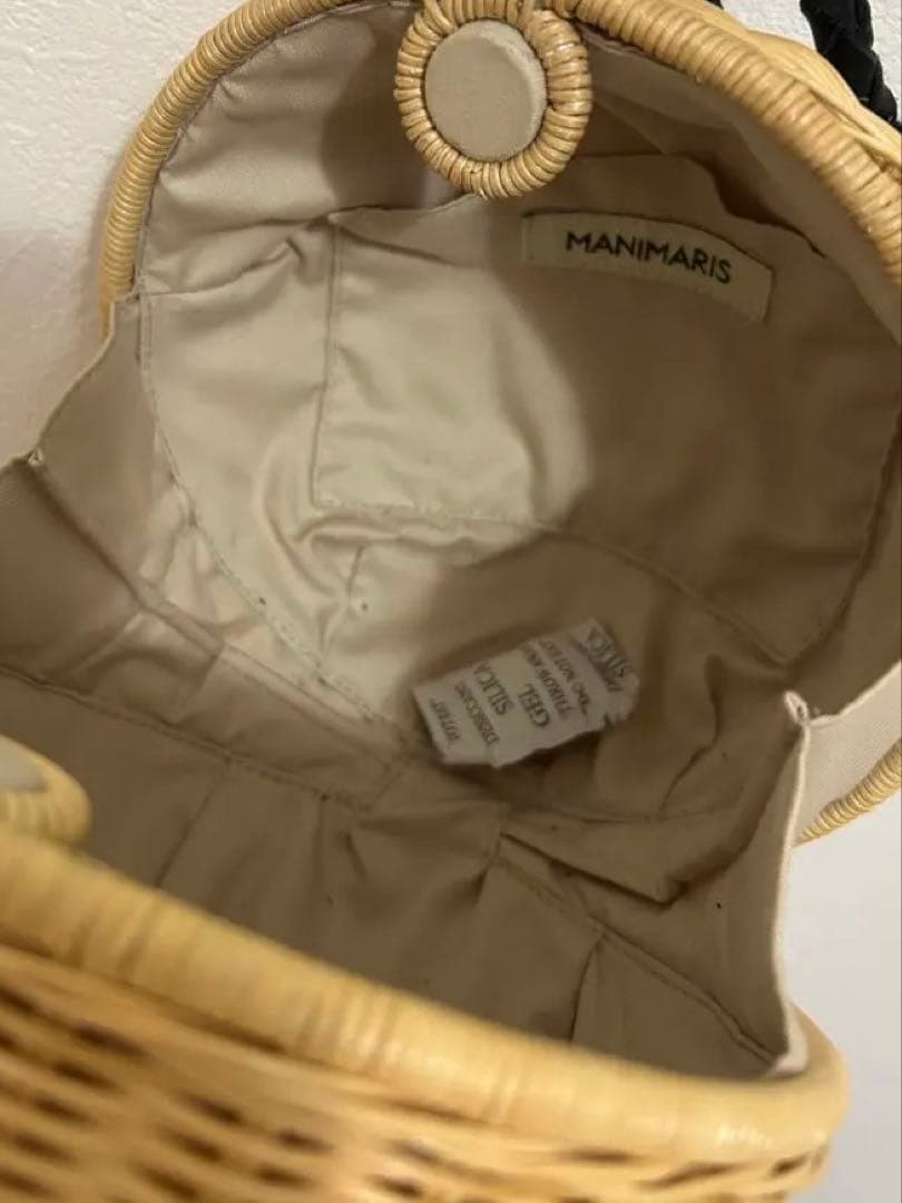 manimaris フルムーンバスケット(※ファーハンドル付き) ナチュラル