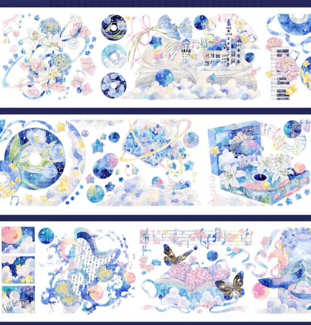 巻売 499★ 海外 マスキングテープ マステ PET 装飾 花 蝶 鯨 贝壳光