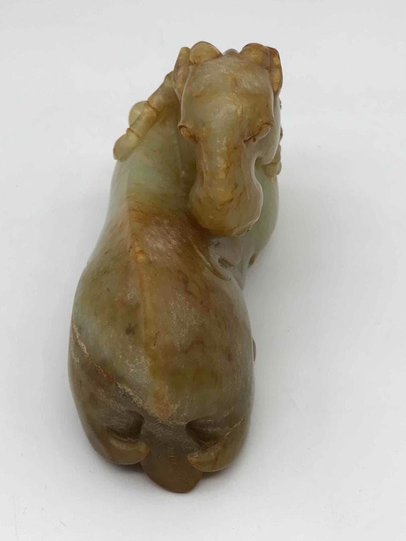 漢時代　和田玉　瑞獣　瑞馬　神駿　玉彫り　古玉石　時代物(F-33)