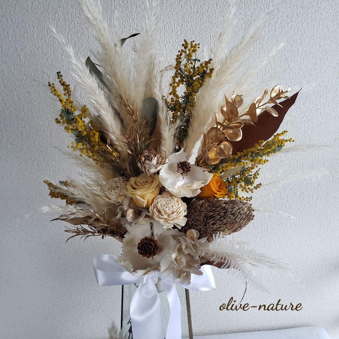 【特別価格】パームフラワーのウェディングブーケ＆ブートニア 結婚式 前撮り