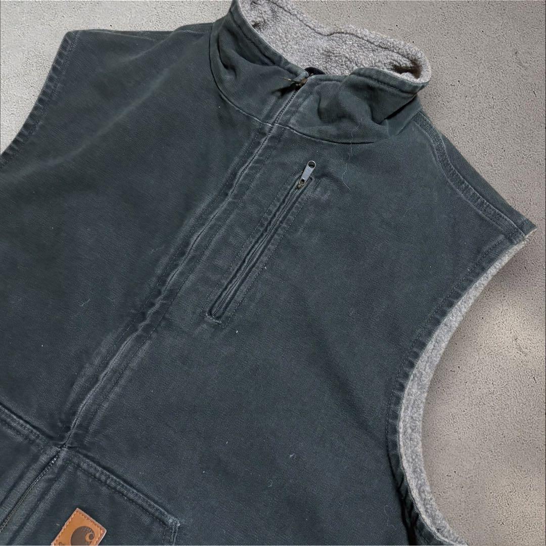 【N86】Carhartt ダック地モックネックベストXLボア裏地フェード