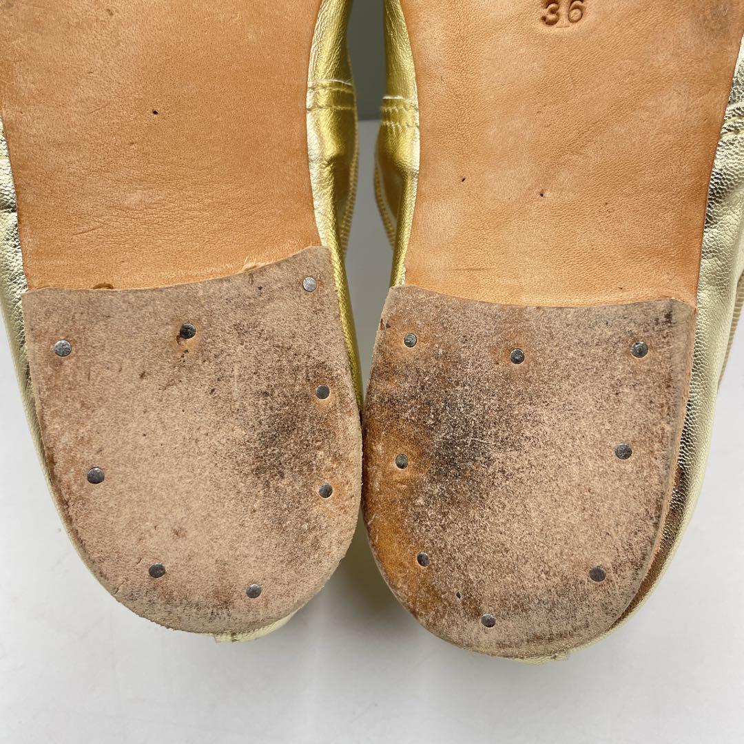 良品✨E.PORSELL バレエシューズ　フラットシューズ　ゴールド　23cm