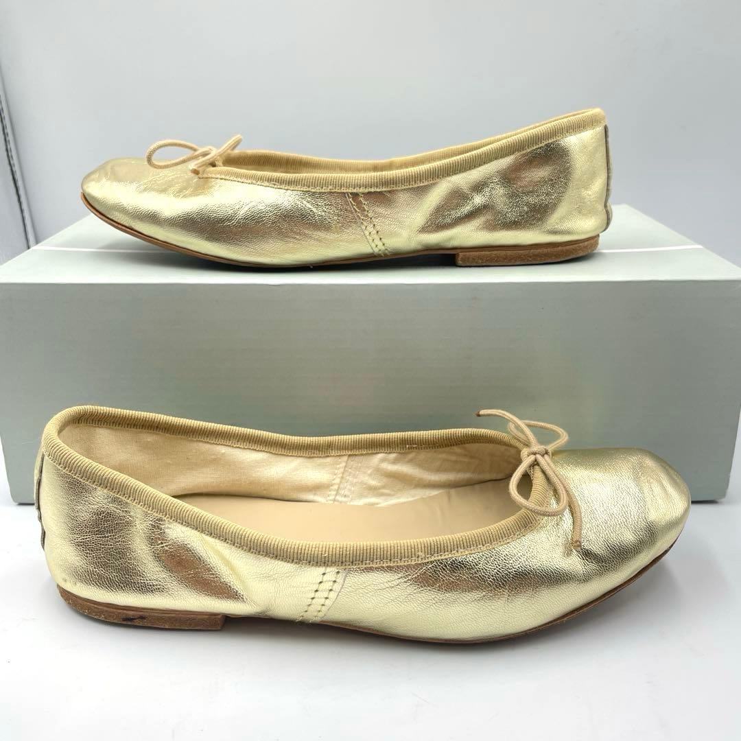 良品✨E.PORSELL バレエシューズ　フラットシューズ　ゴールド　23cm