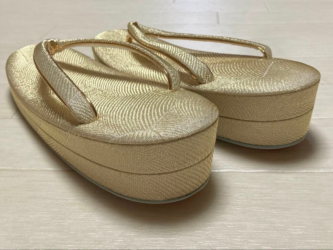 《未使用》佐賀錦　草履バッグセット　ゴールド