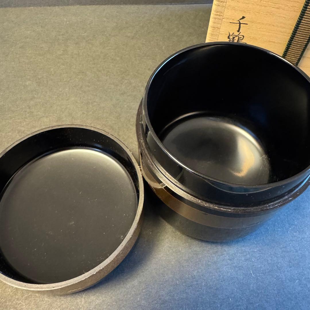 茶道具　桐蒔絵　雪吹　千鶴作　共箱付き　棗