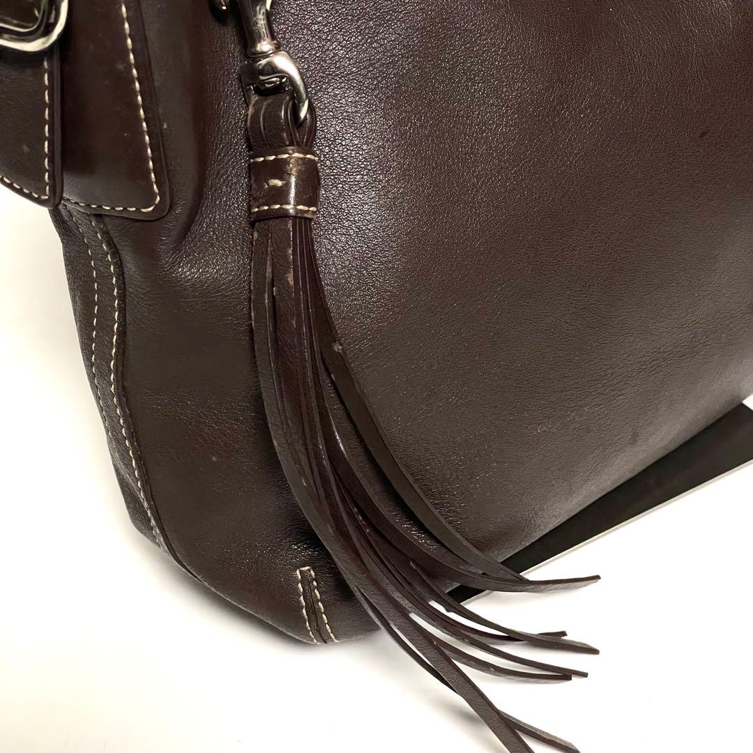 COACH ワンショルダーバッグ レザー タッセル F01417 ブラウン