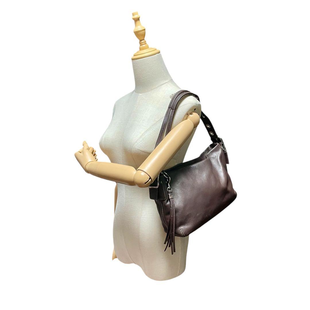 COACH ワンショルダーバッグ レザー タッセル F01417 ブラウン
