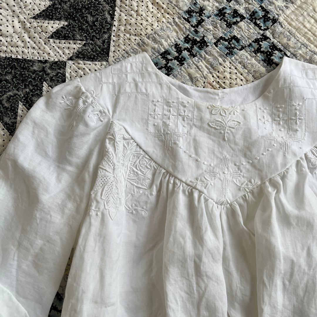 アンティーク　ブラウス　手刺繍　フランス