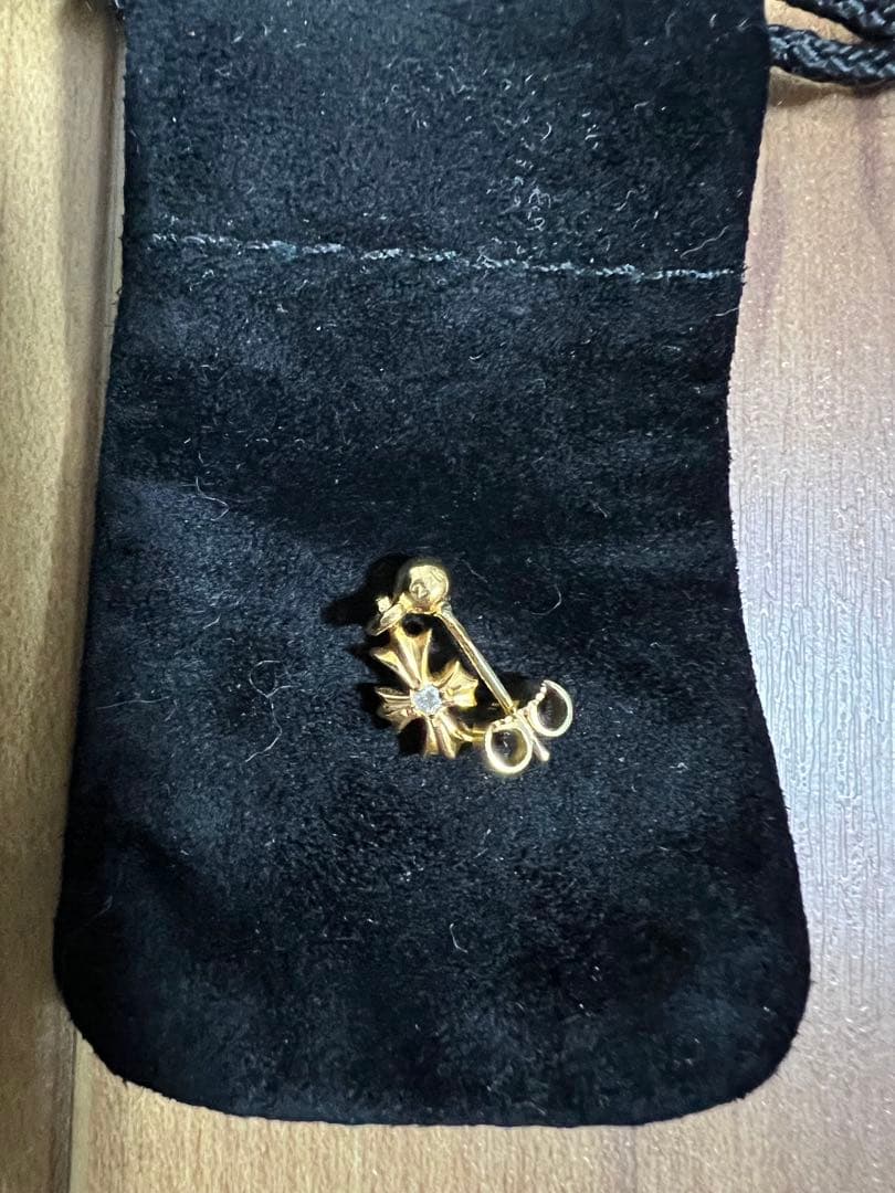 クロムハーツ 22K タイニーE CHプラス ドロップピアス ダイヤ 原本無修正