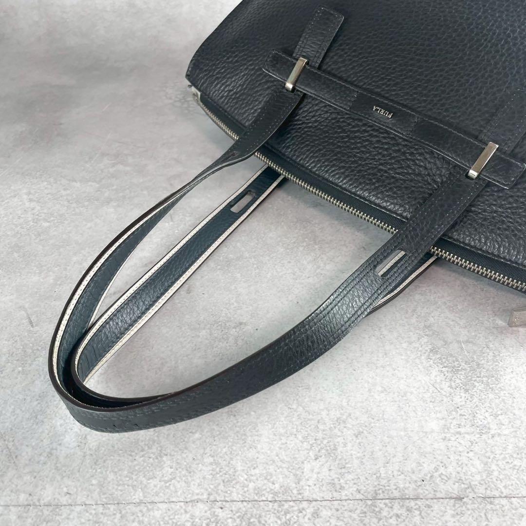 【美品】フルラ トートバッグ ジョーヴェ オールレザー ブラック