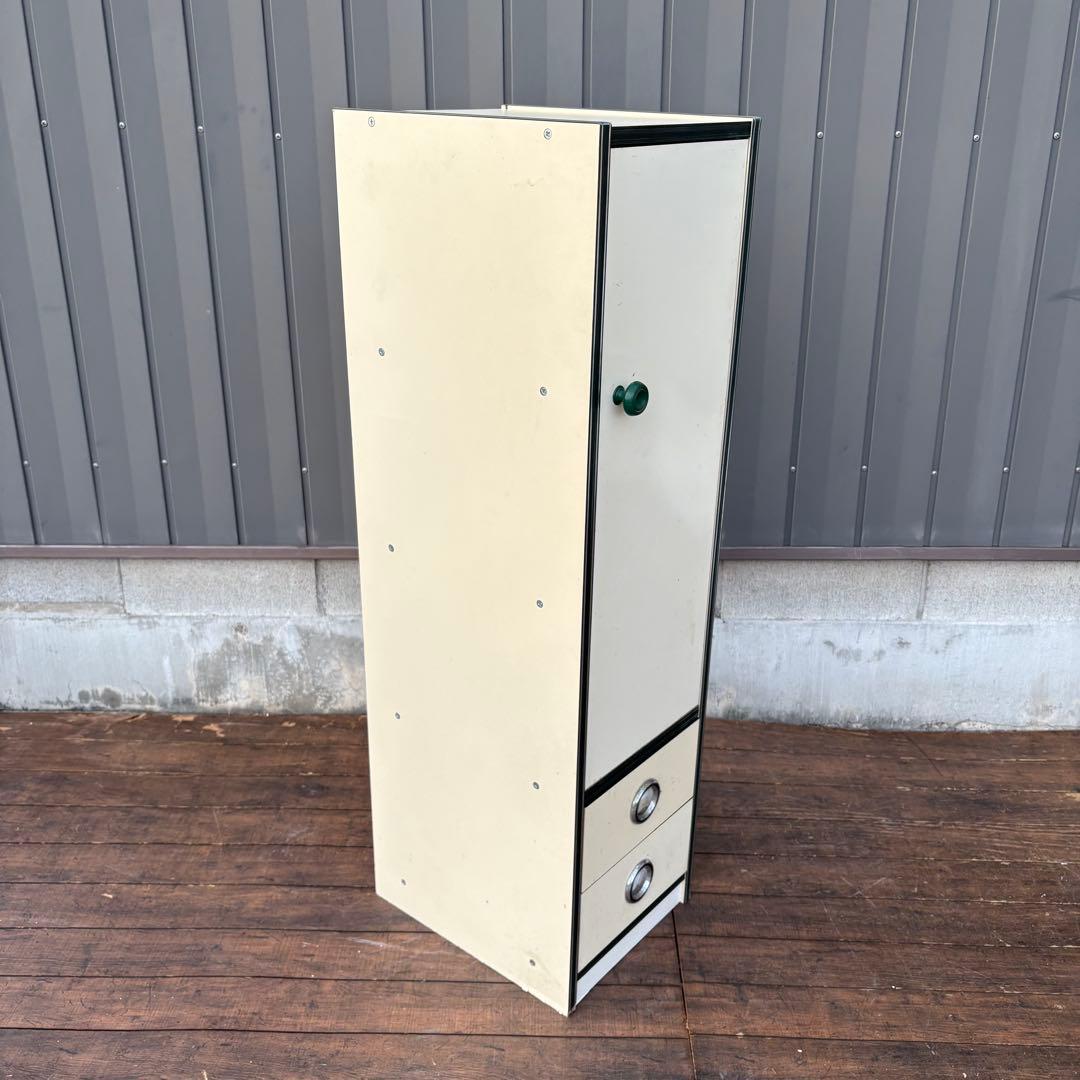 昭和レトロ レトロポップ 木製スリムキャビネット 8段 古家具 古道具ビンテージ