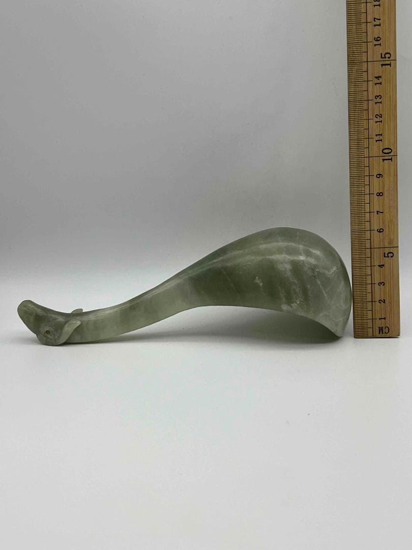 明時代　瑞獸彫り玉勺　砡 【旧家蔵出し】 希少貴重 高玉質 玉器(D-93)