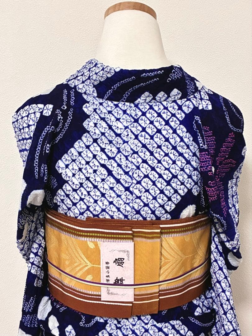 浴衣　有松鳴海絞り　蔓花　裄67cm