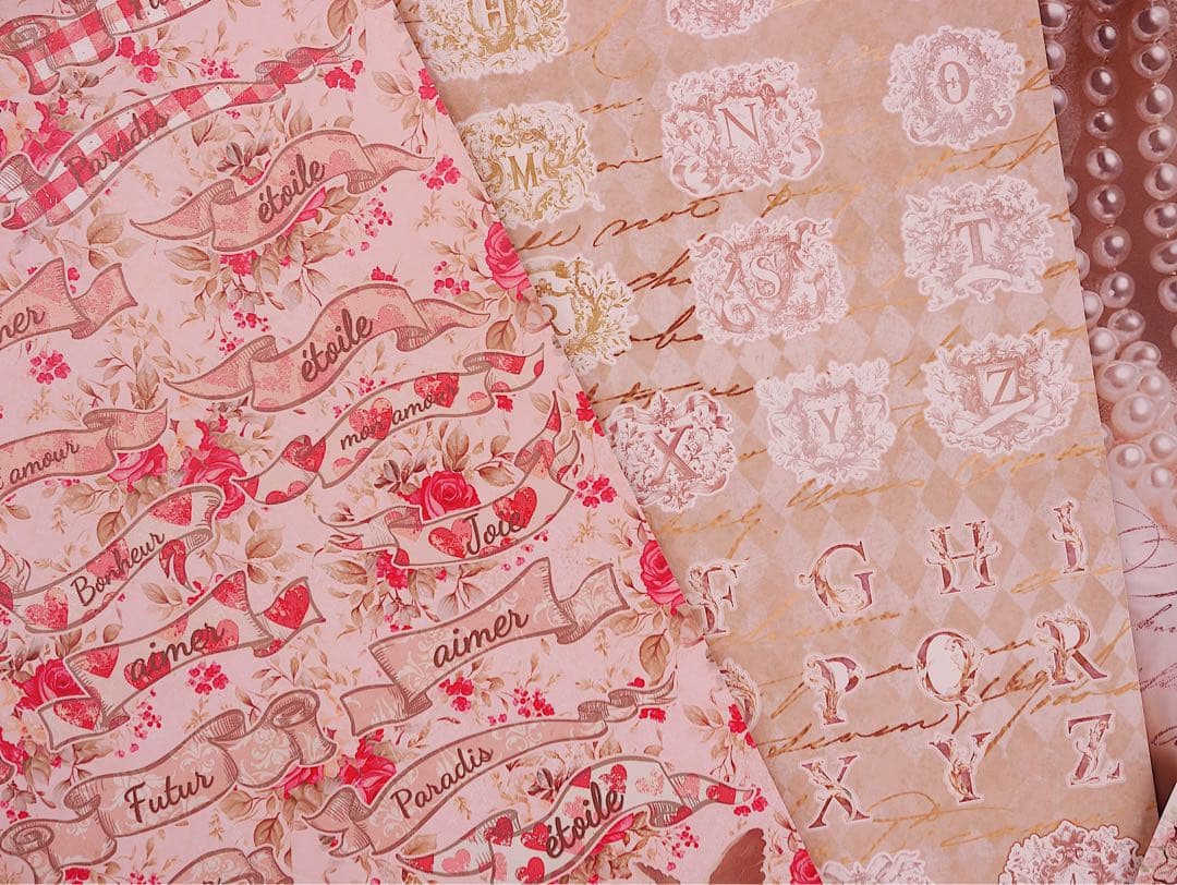 新作②ラブレター♡A4デザインペーパー　70枚♡バレンタイン　コラージュ　素材