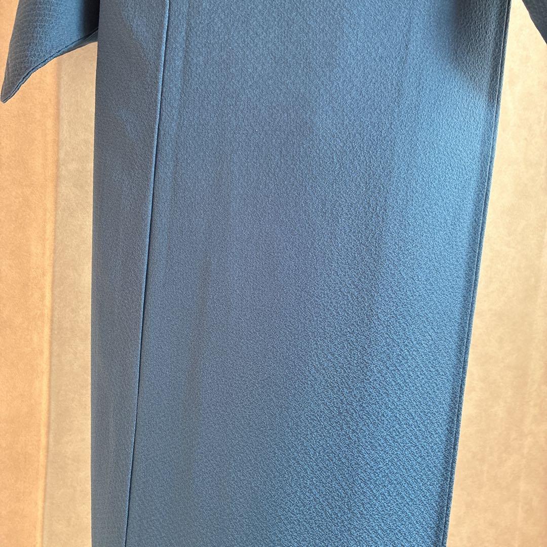 色無地　フルセット　着物　正絹　一つ紋　ブルー系　J9