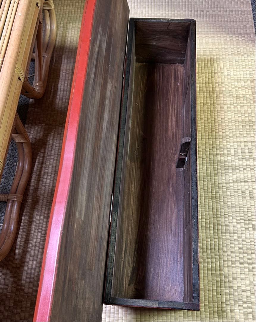 古家具　アンティーク　木製　朱塗り　棚