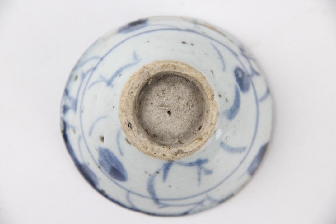 中国 安南 清時代 唐草紋樣青華染付 碗 盃　まとめ売6点 EY11-12