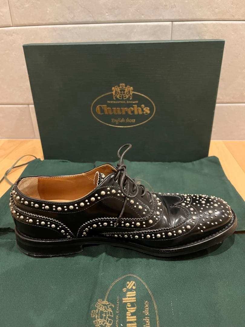 美品 Church's バーウッド スタッズ ブラック 35.5 約22.5㎝