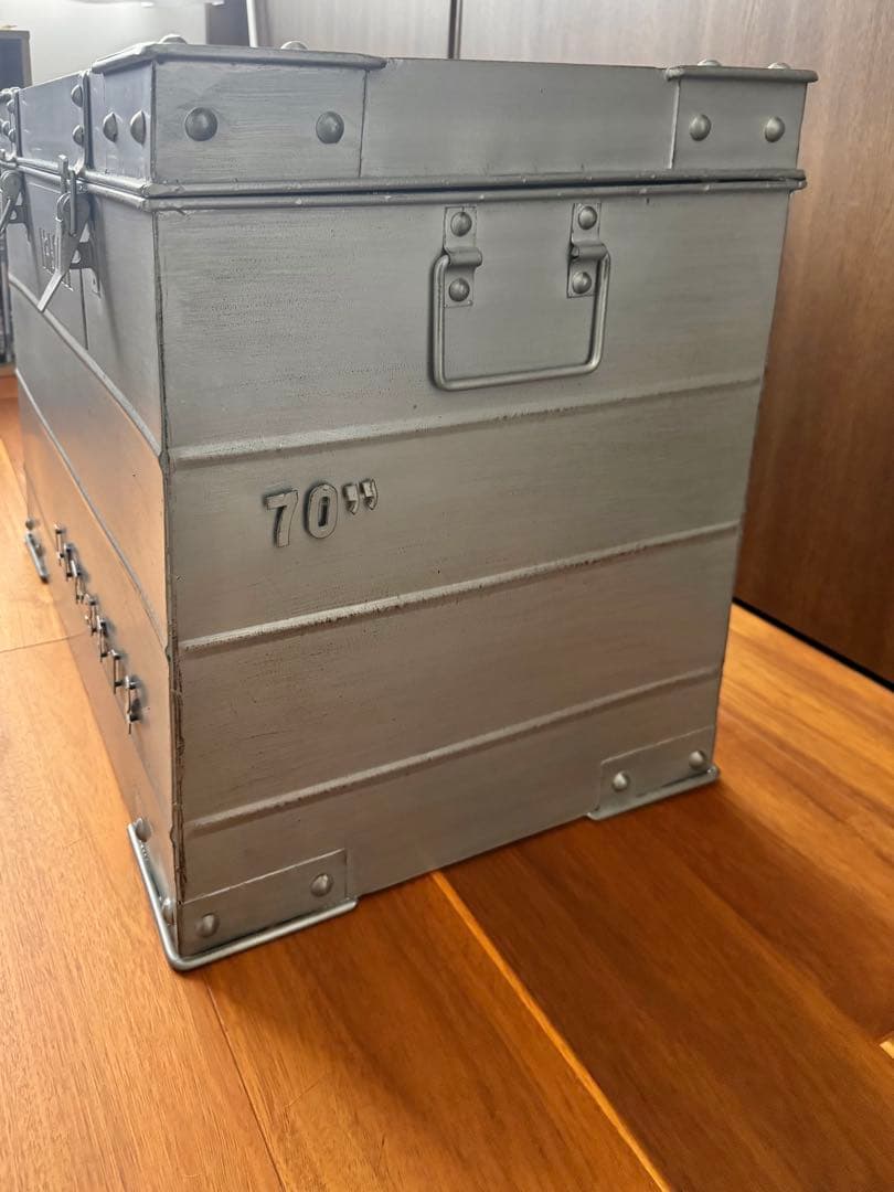 レトロ・ヴィンテージ風コンテナ収納ボックス ブリキ インダストリアル ミリタリー