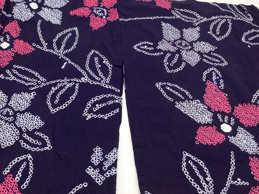 値下げ‼️ 211　中古品　綿　総絞り　ゆかた　有松鳴海絞り　手縫い　Sサイズ