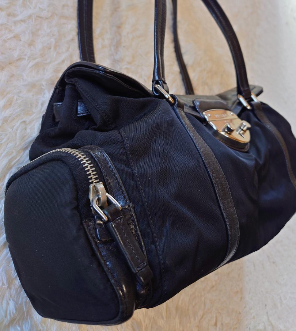 PRADA プラダ ショルダーバッグ ブラック ナイロン×レザー 美品