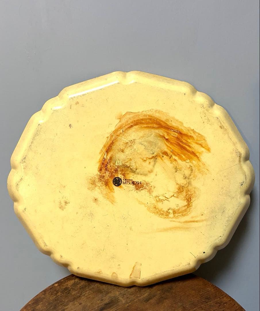 【shinobu】アンティークトレイ50年代　船と女性　金属製　横浜