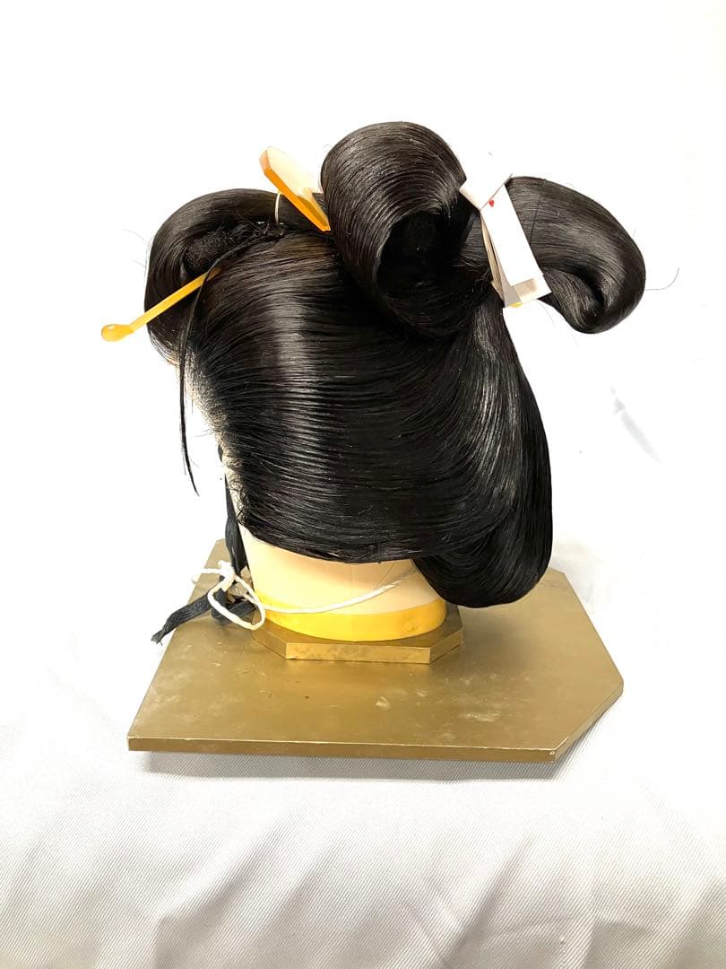 つぶし島田、中サイズ(黒髪)中古舞踊かつら、 日本髪かつら、大衆演劇かつら