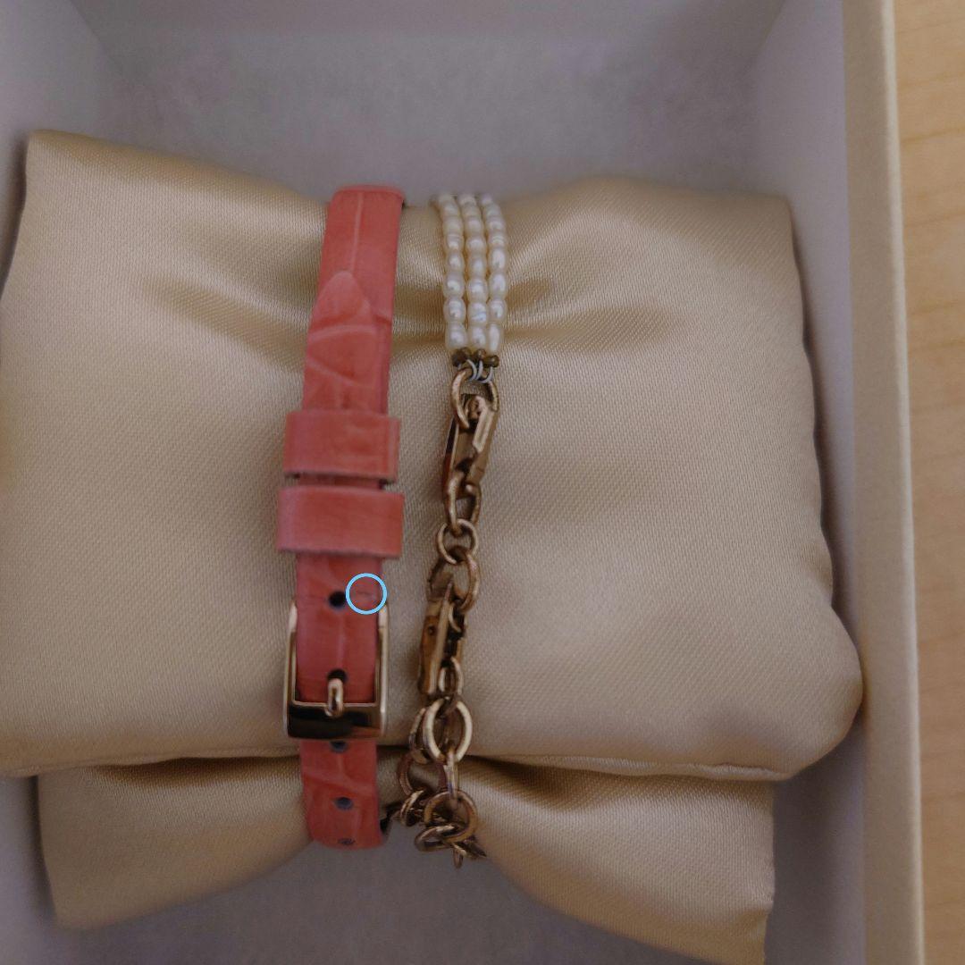 NOJESS 腕時計 パールビーズブレスレット　リボンチャーム　ピンクベルト
