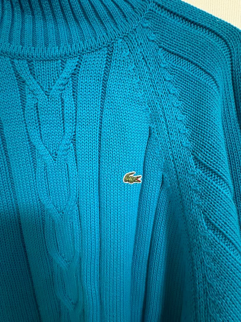 LACOSTE ケーブル編み タートルネックセーター