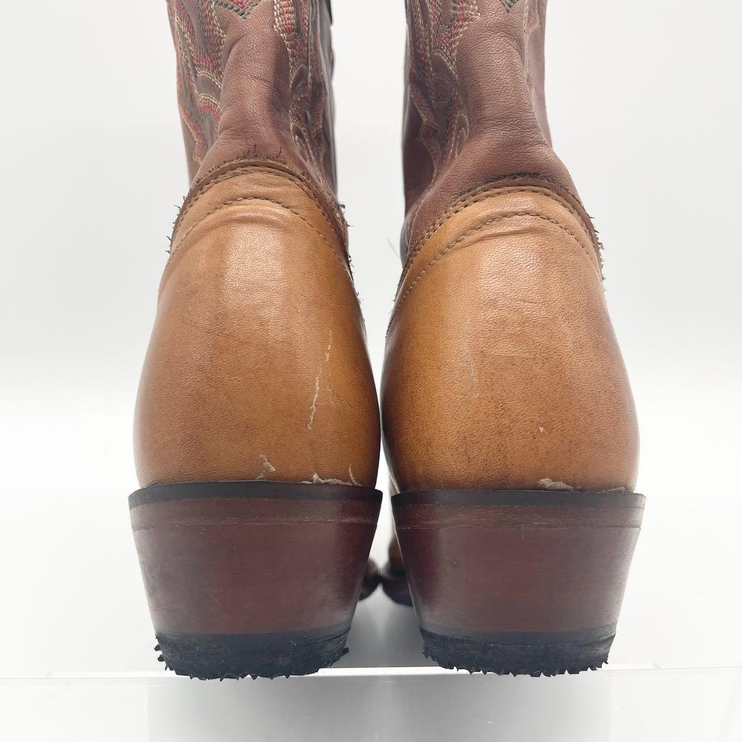 【良品】Tony Lama トニーラマ ウエスタンブーツ 刺繍 レザー ブラウン