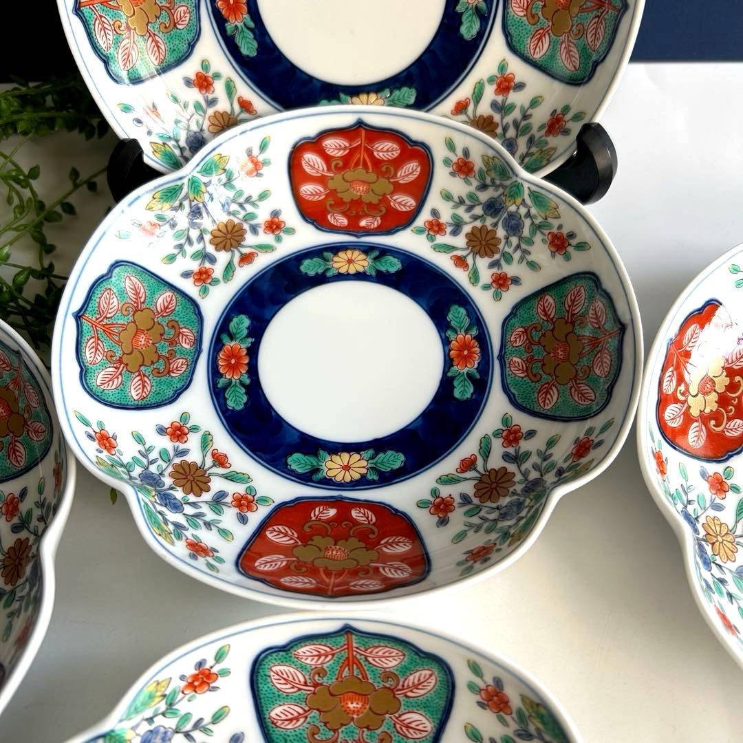 有田焼　賞美堂　其泉窯　四方木甲草花文　食器5枚セット