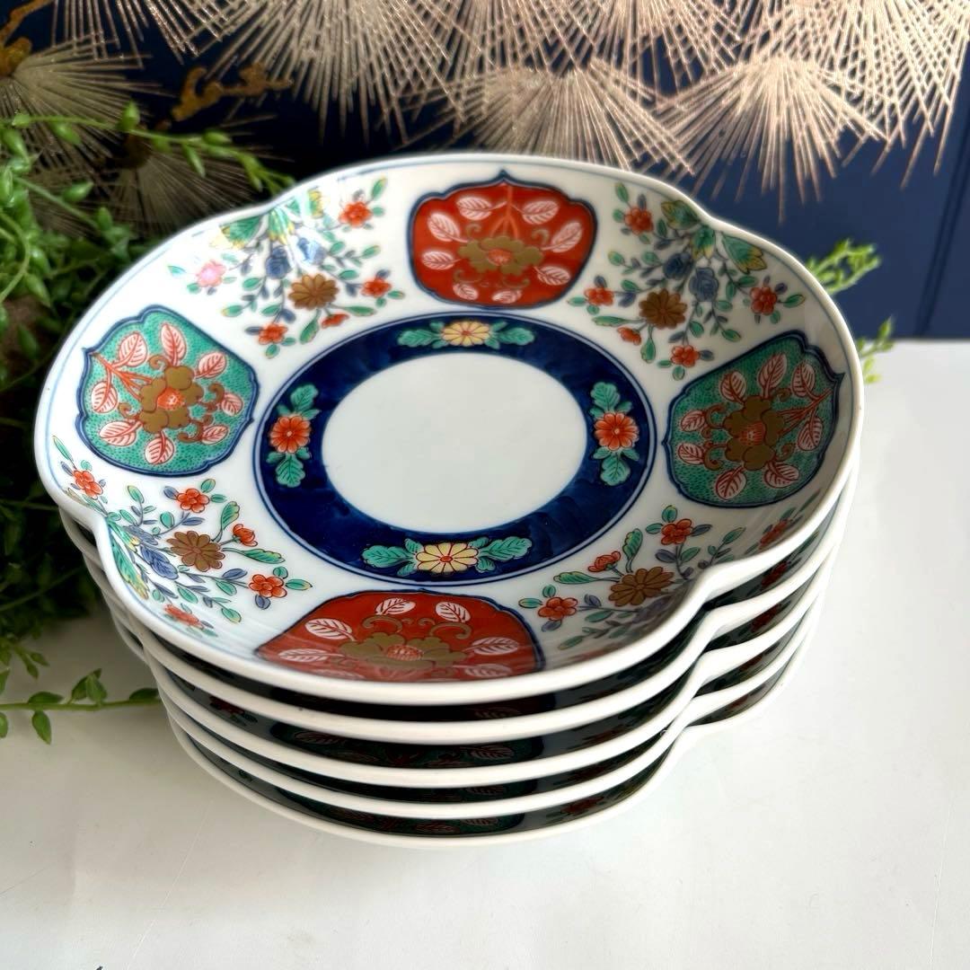 有田焼　賞美堂　其泉窯　四方木甲草花文　食器5枚セット