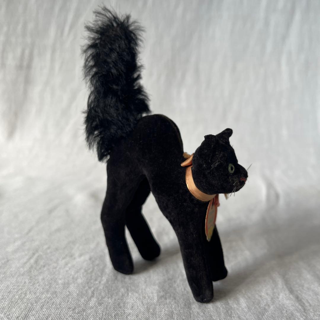 【最小】アンティーク　シュタイフ　トムキャット　tom cat 黒ねこ