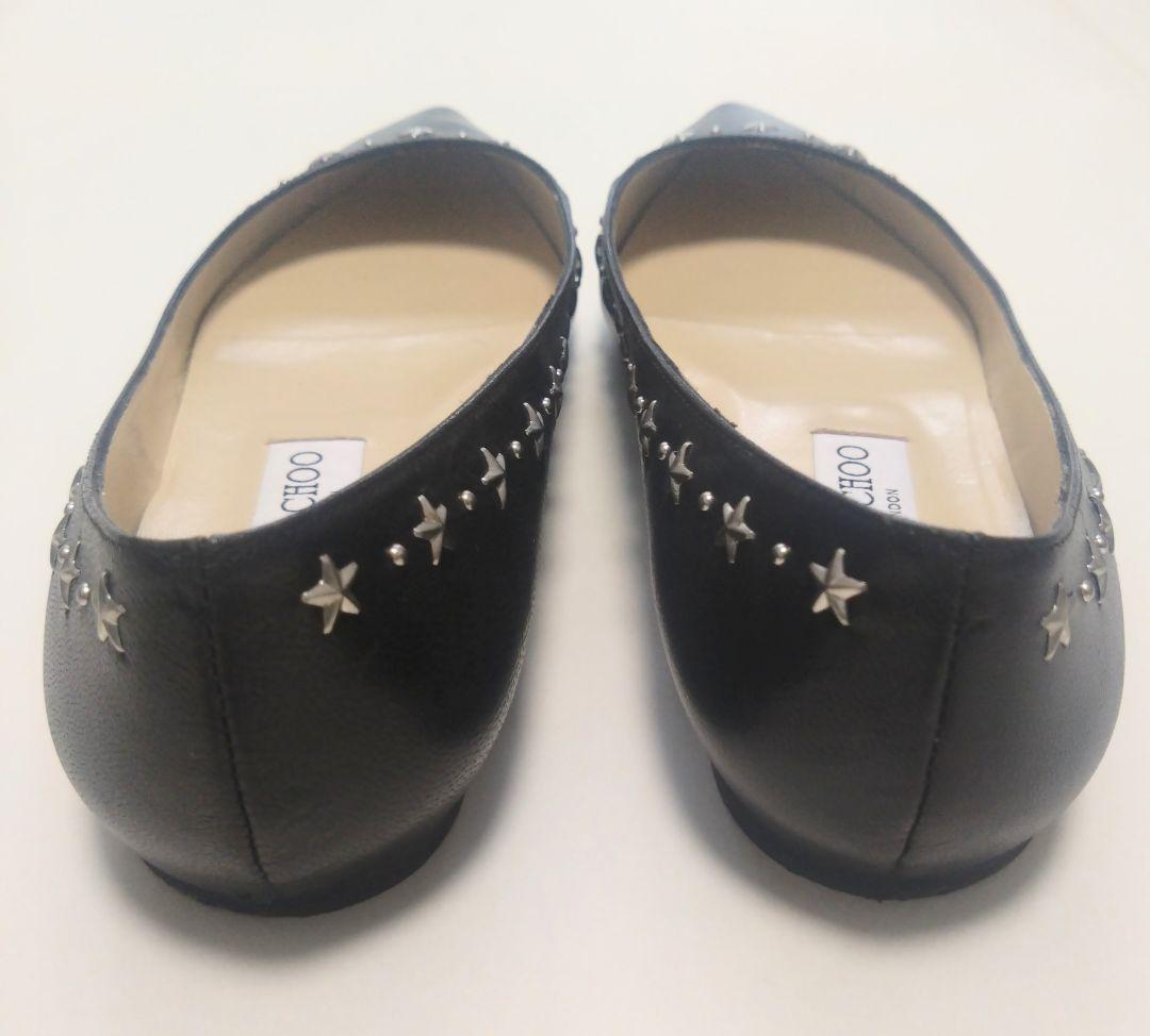 【Jimmy Choo】スタースタッズ フラットシューズ ブラック 38＊箱付き