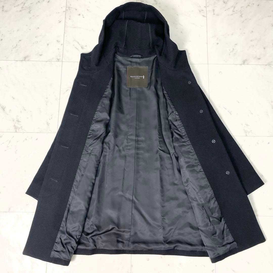 【美品】マッキントッシュロンドン ソフトウールモッサフーデットコート M 黒