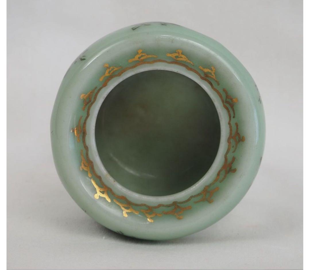 送料無料　明治時代　鶴文青磁蓋置　検/楽山紫砂九谷備前萩焼常滑宝生伊万里骨中