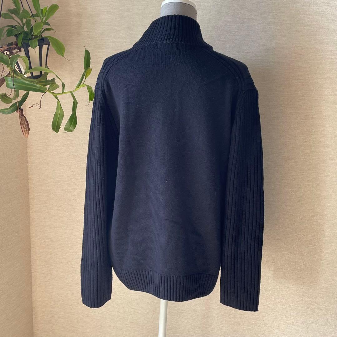バーバリーブラックレーベル　ハイネックセーター　L　羊毛　ウール　ネイビー