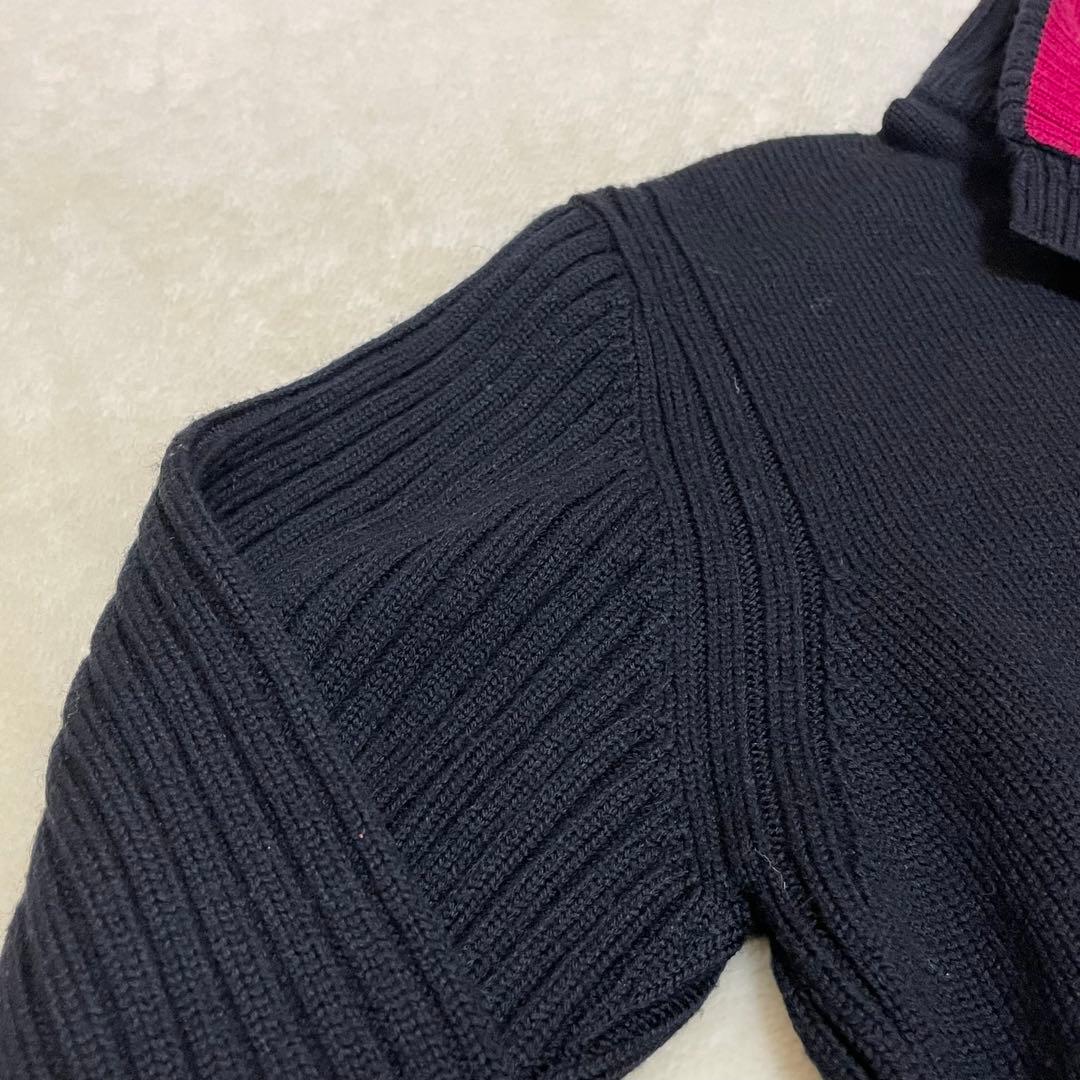 バーバリーブラックレーベル　ハイネックセーター　L　羊毛　ウール　ネイビー